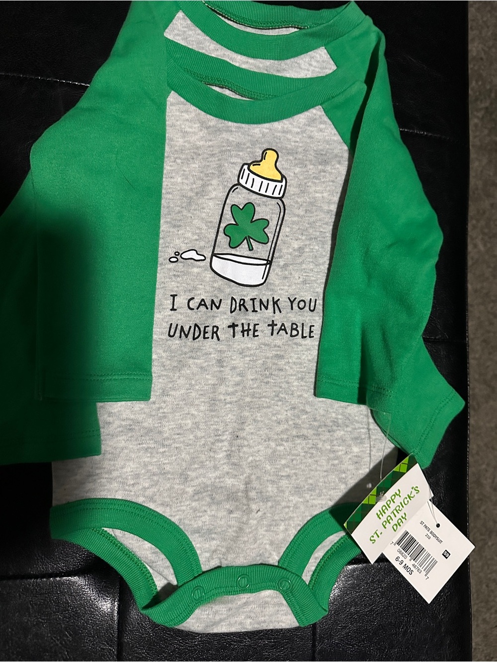 Kids St. Patrick's Green One-Piece Bodysuit (2) twins 6-9 mos